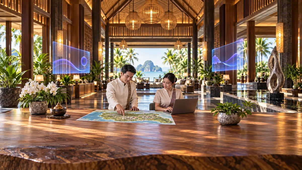 Blog เว็บโรงแรมเขียนอะไรดี: วิธีเขียนบทความที่เที่ยว ของกิน และการเดินทางรอบโรงแรมให้ติด Google และ AI หยิบไปตอบ พร้อมแผน 12 บทความแรกใน 90 วัน